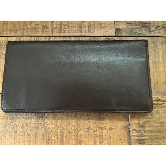 Vintage Loewe Brown Leather Long Bifold Wallet Card Holder - Picture 2 of 11